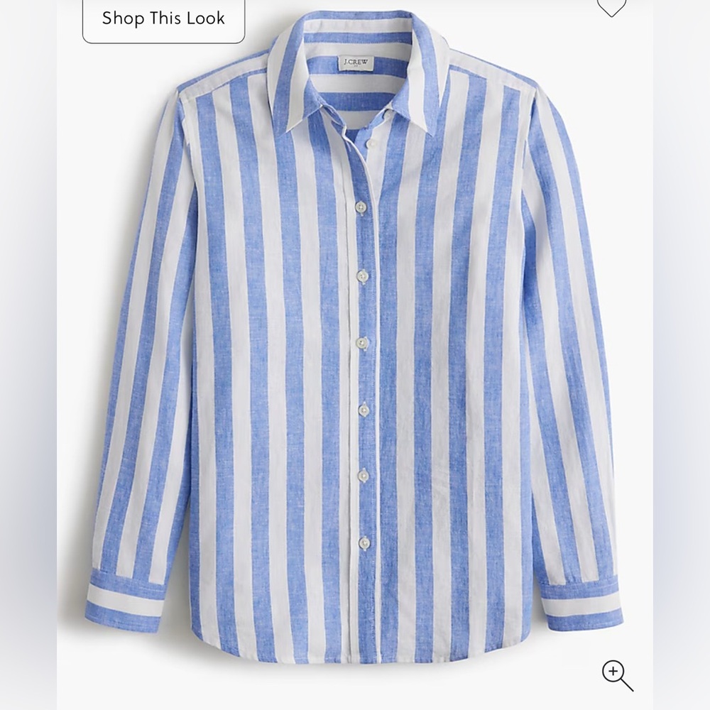 NWT J. Crew Striped linen-blend button-up shirt
